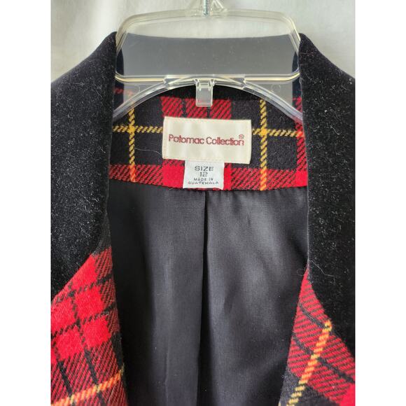 Vintage Potomac Red Tartan Plaid Blazer - Size 12 - Picture 2 of 8